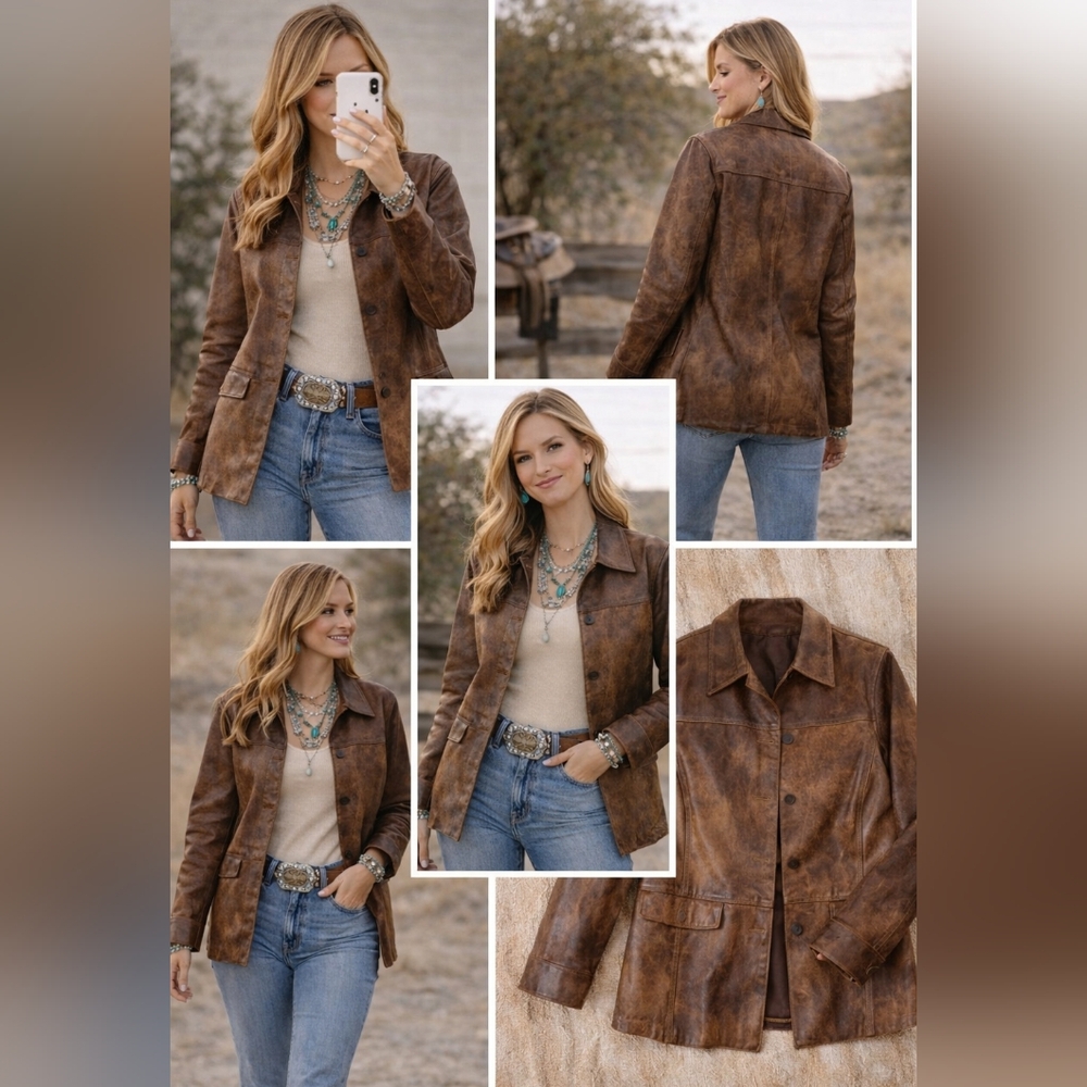 Womens Lambskin Brown Leather Blazer
by H. Bevtoni. Details:Size L.New Condition - Picture 2 of 11
